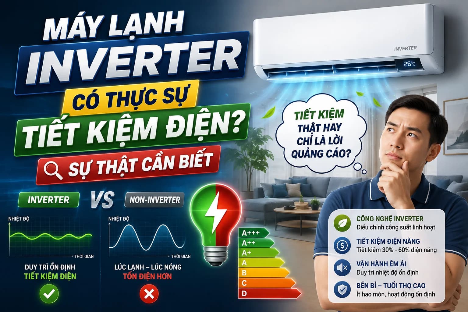 Máy lạnh inverter có thực sự tiết kiệm điện? Sự thật cần biết