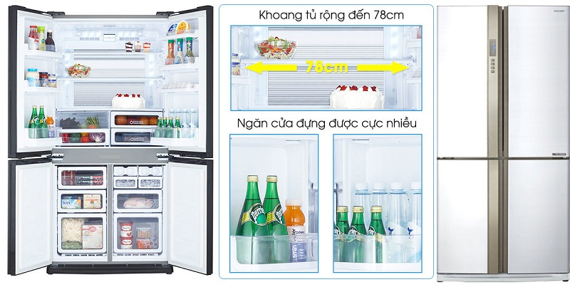 Tủ lạnh 4 cửa mở rộng giúp tối ưu hóa không gian bảo quản thực phẩm